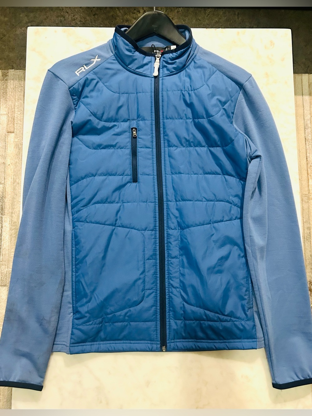 Ralph Lauren RLX Blue Quilted Hybrid Puffer Jacket